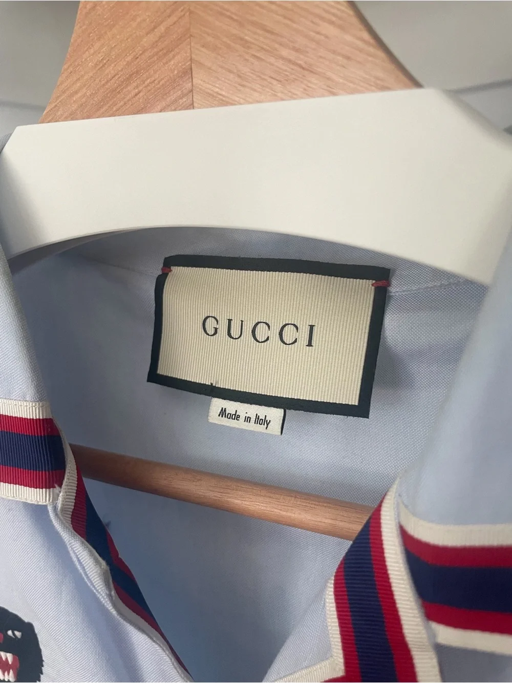 Gucci Light Blue Embroidery Bowling Shirt